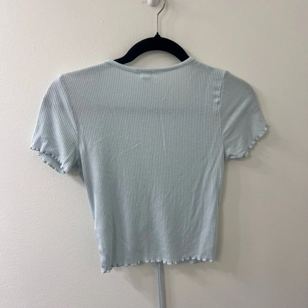 Garage Sky Blue Ruched Crop Top - Picture 2 of 3